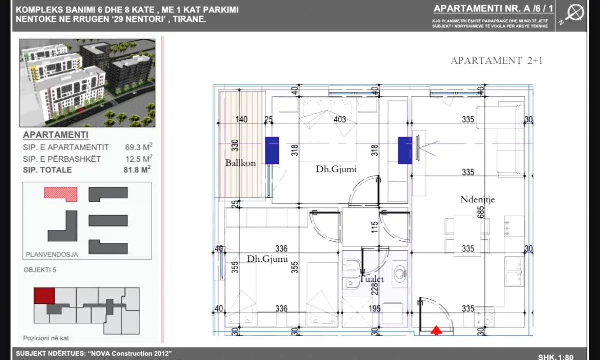 Appartamento in vendita a Tirana 2+1, Vuoto