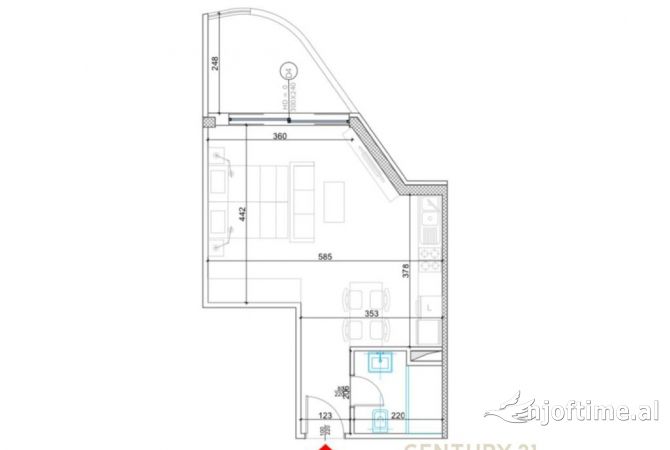 Shtepi ne shitje Apartament ne Tirane, Garsoniere, Mobilimi Bosh, pa mobiluar, Pagesa 108,000  Euro.