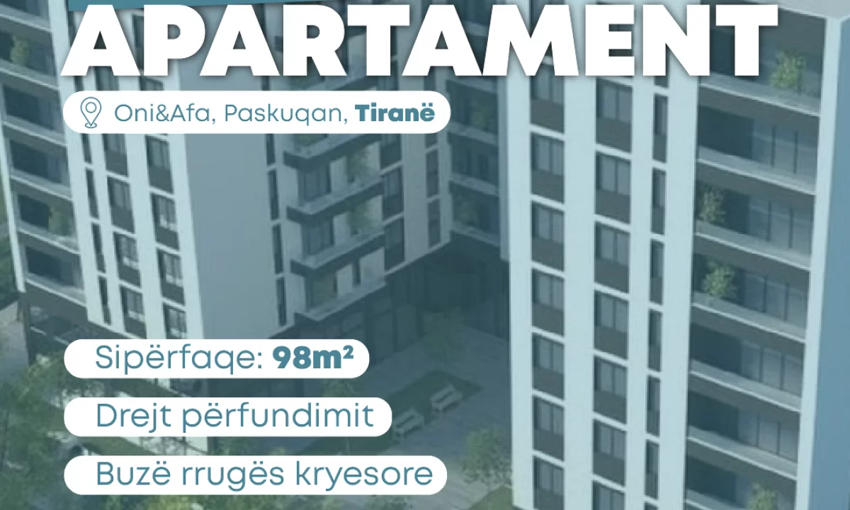 Shtepi ne shitje Apartament ne Tirane, 2+1, Mobilimi Bosh, pa mobiluar, Pagesa 127,000  Euro.