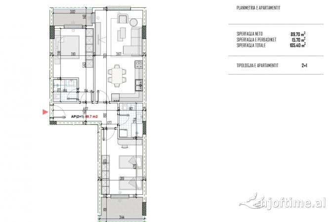 Appartamento in vendita a Tirana 2+1, Vuoto
