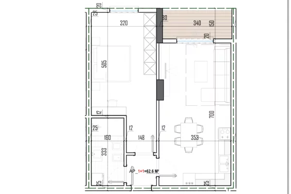 Appartamento in vendita a Tirana 1+1, Vuoto