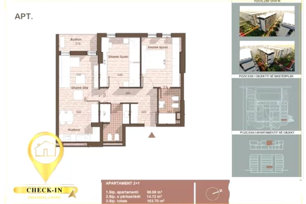 Shtepi ne shitje Apartament ne Tirane, 2+1, Mobilimi Bosh, pa mobiluar, Pagesa 12,500,000  Leke.
