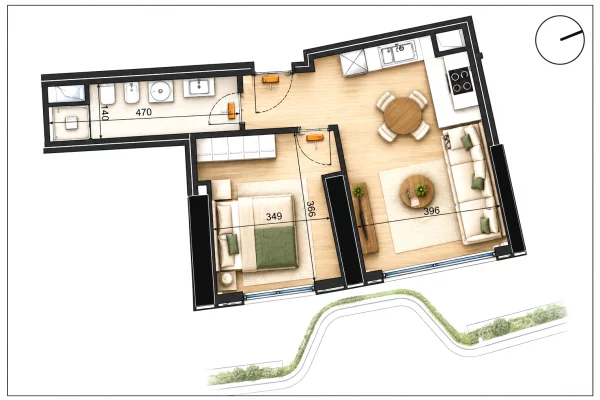 Shtepi ne shitje Apartament ne Tirane, 1+1, Mobilimi Bosh, pa mobiluar, Pagesa 136,610  Euro.