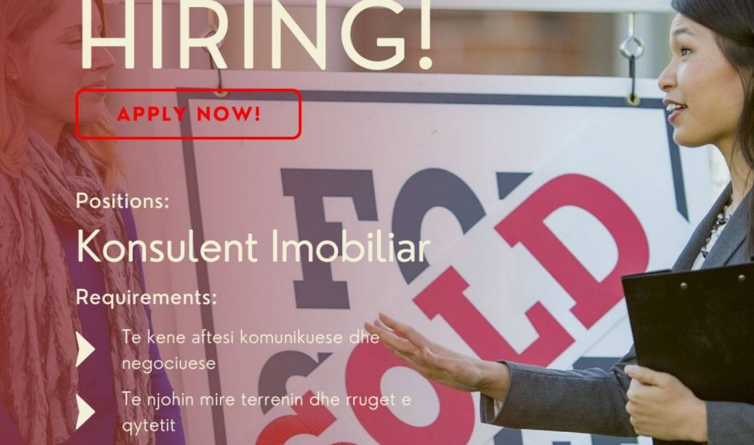 Job Offers in Tirana, Profession Konsulent imobiliar  , No Experience, Payment 50,000  Leke.