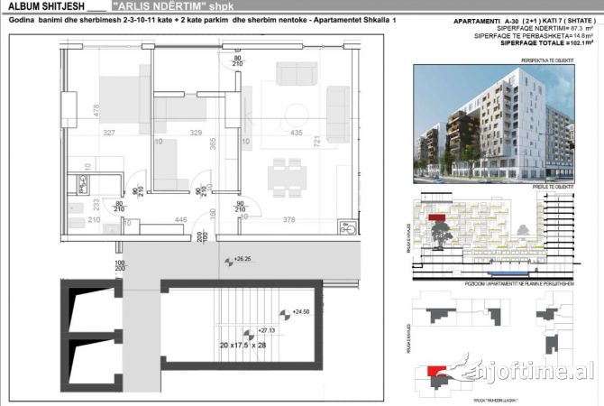 Shtepi ne shitje Apartament ne Tirane, 2+1, Mobilimi Bosh, pa mobiluar, Pagesa 265,460  Euro.