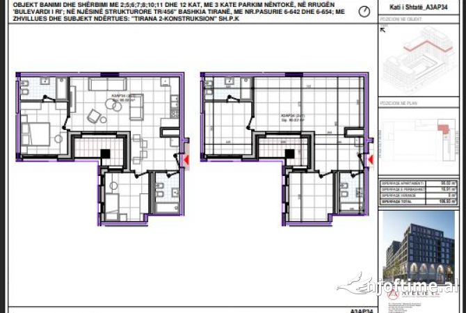 Shtepi ne shitje Apartament ne Tirane, 2+1, Mobilimi Bosh, pa mobiluar, Pagesa 267,325  Euro.