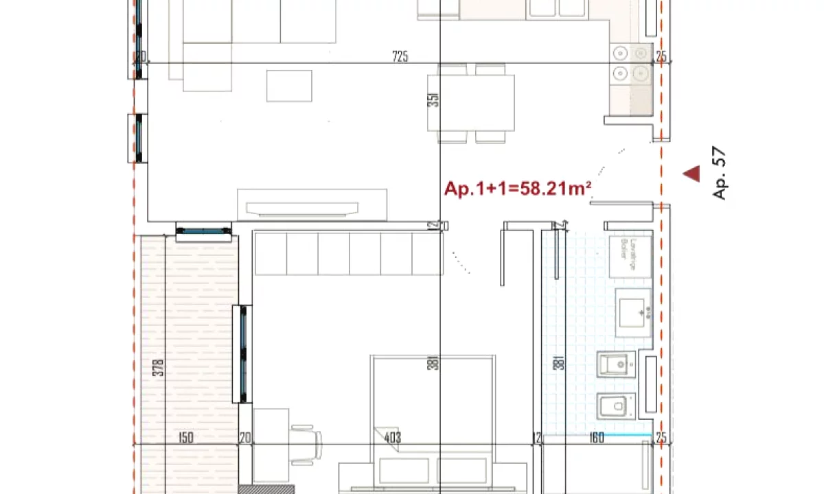 Shtepi ne shitje Apartament ne Tirane, 1+1, Mobilimi Bosh, pa mobiluar, Pagesa 80,676  Euro.