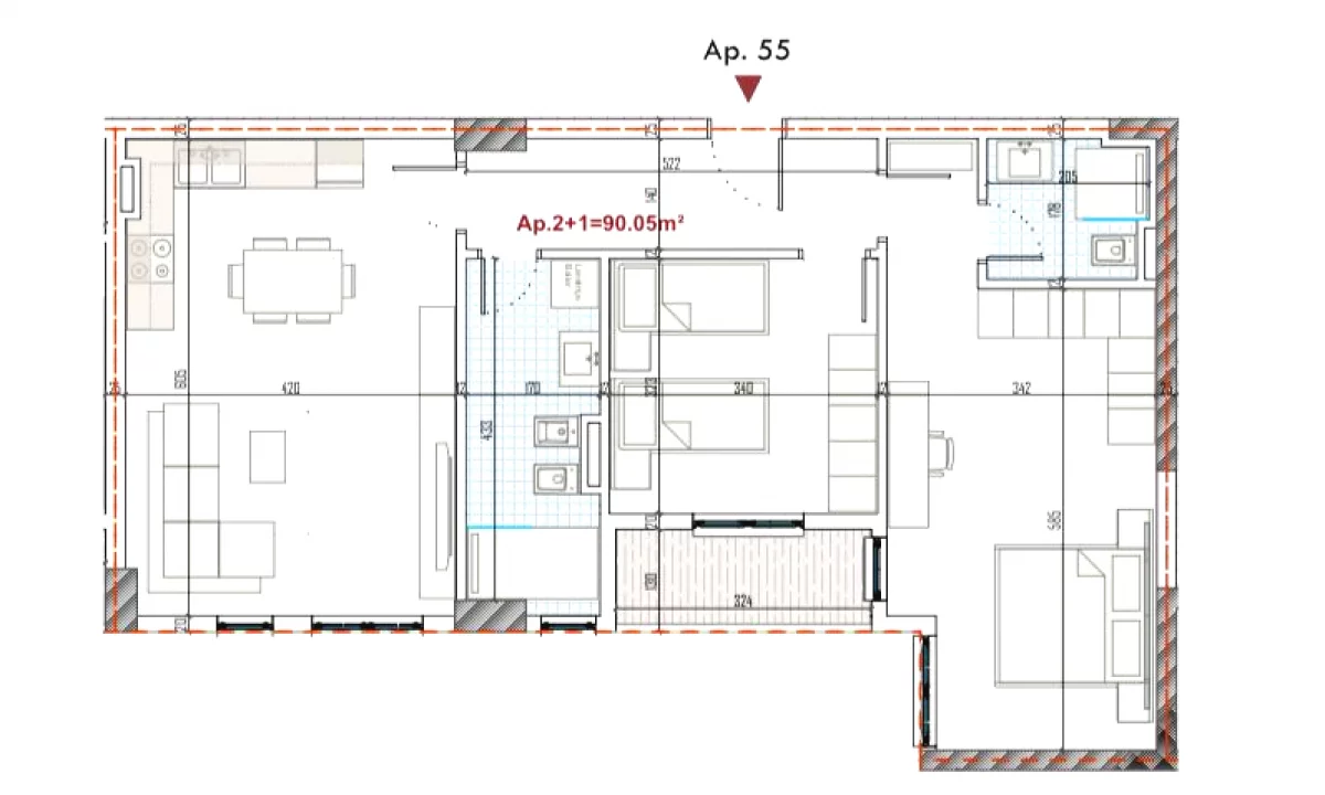 Shtepi ne shitje Apartament ne Tirane, 2+1, Mobilimi Bosh, pa mobiluar, Pagesa 124,812  Euro.