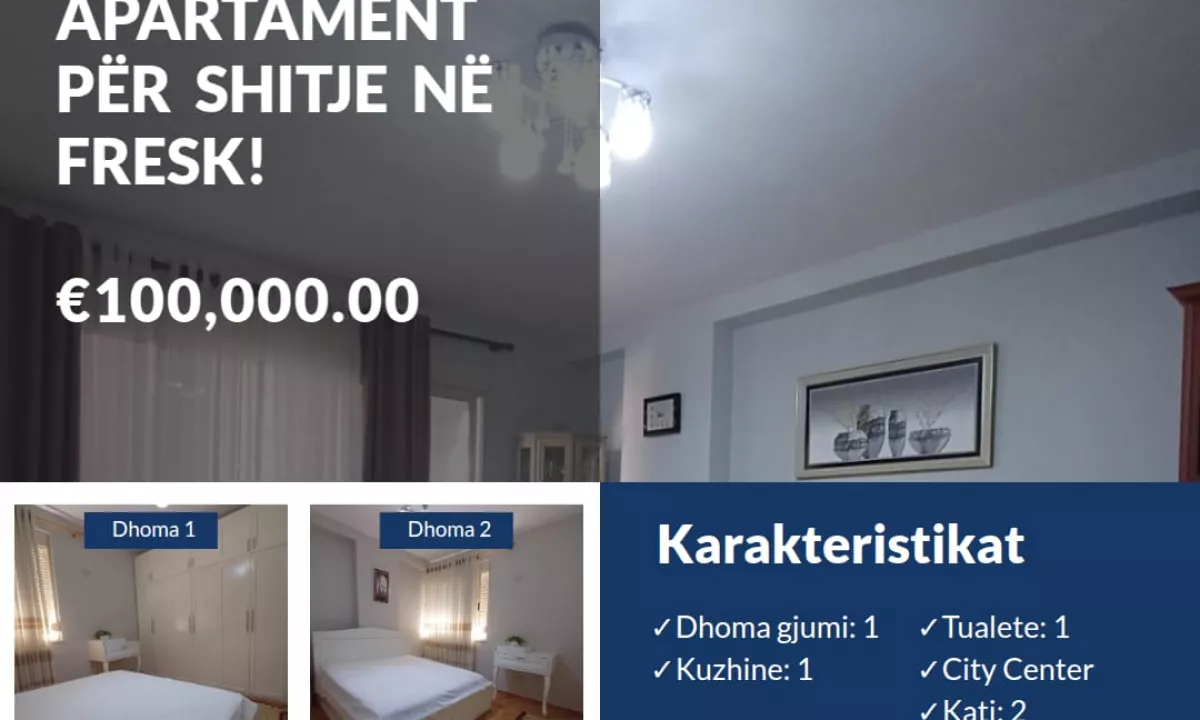 Shtepi ne shitje Apartament ne Tirane, 1+1, Mobilimi E mobiluar, Pagesa 100,000  Euro.