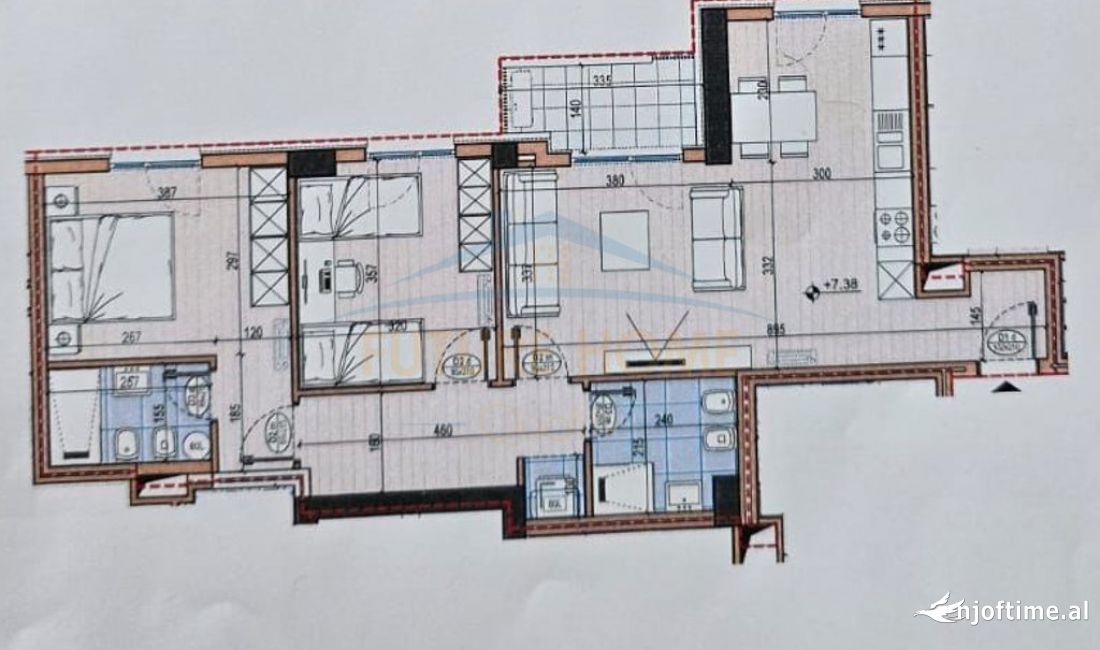 Shtepi ne shitje Apartament ne Tirane, 2+1, Mobilimi Bosh, pa mobiluar, Pagesa 199,000  Euro.