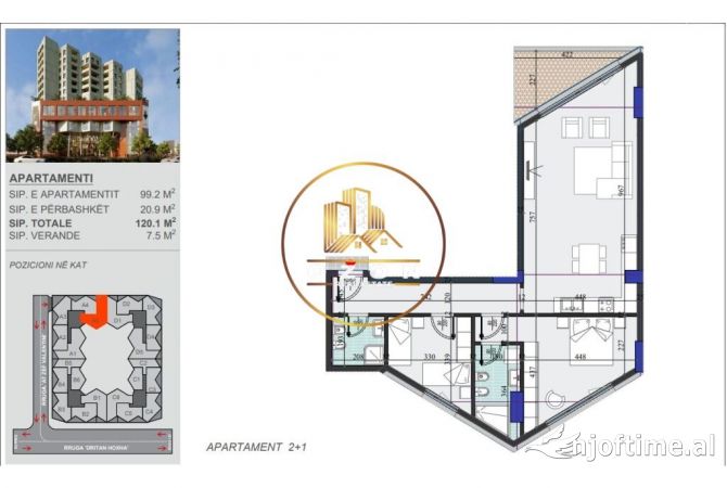 Appartamento in vendita a Tirana 2+1, Vuoto