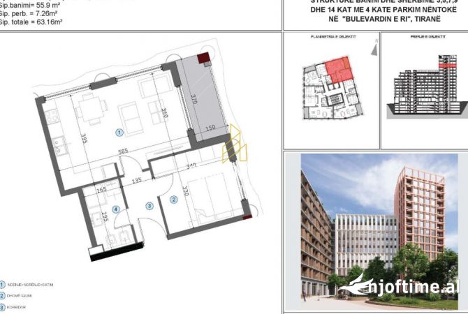 Shtepi ne shitje Apartament ne Tirane, 1+1, Mobilimi Bosh, pa mobiluar, Pagesa 151,584  Euro.