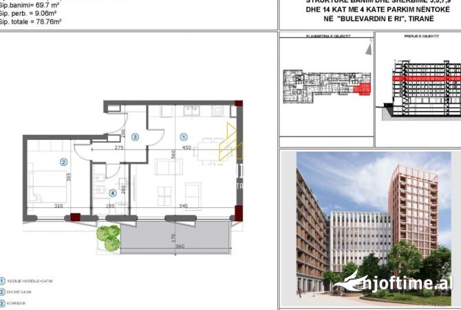 Shtepi ne shitje Apartament ne Tirane, 1+1, Mobilimi Bosh, pa mobiluar, Pagesa 151,584  Euro.