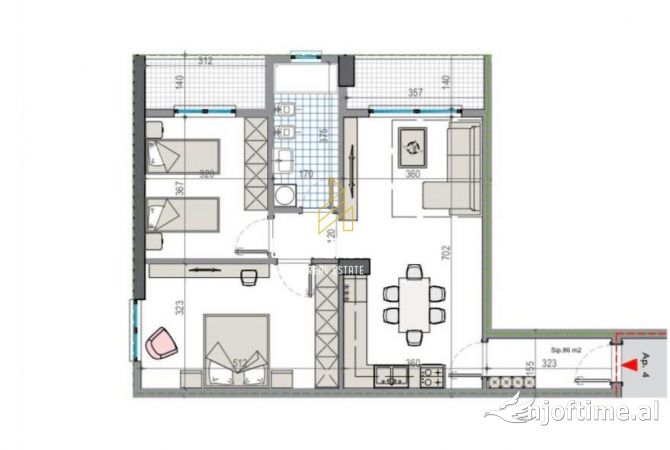 Shtepi ne shitje Apartament ne Tirane, 2+1, Mobilimi Bosh, pa mobiluar, Pagesa 78,000  Euro.