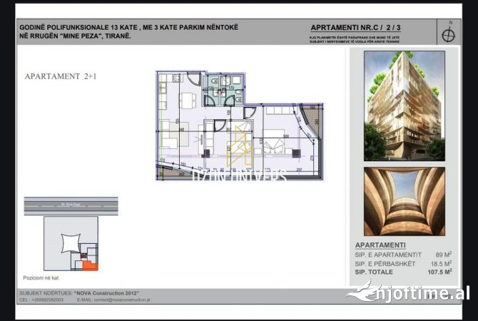 Apartament 2+1 per shitje prane Zogut te Zi !