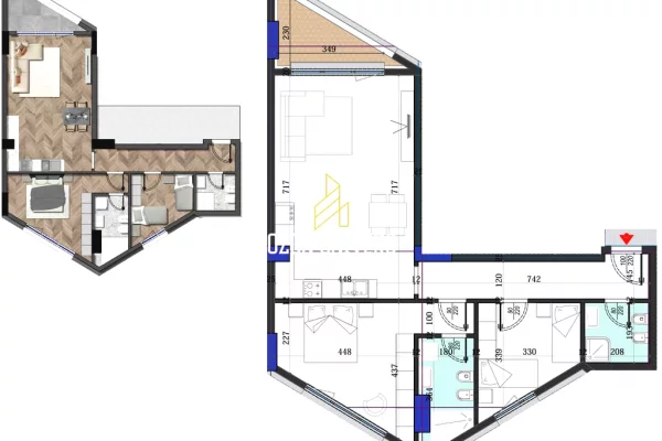 Shtepi ne shitje Apartament ne Tirane, 2+1, Mobilimi Bosh, pa mobiluar, Pagesa 198,165  Euro.