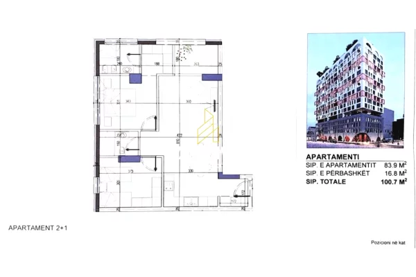 Shtepi ne shitje Apartament ne Tirane, 2+1, Mobilimi Bosh, pa mobiluar, Pagesa 276,925  Euro.