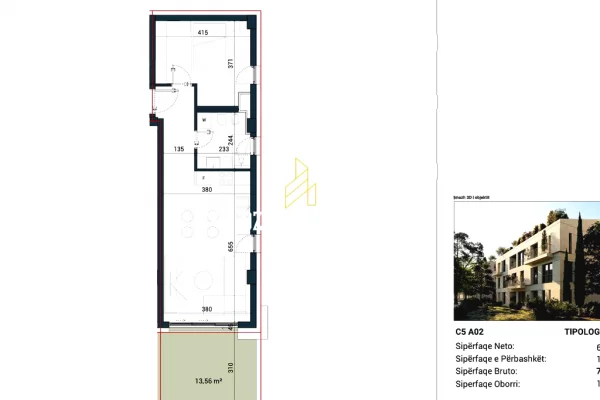Shtepi ne shitje Apartament ne Himare, 1+1, Mobilimi Bosh, pa mobiluar, Pagesa 266,202  Euro.