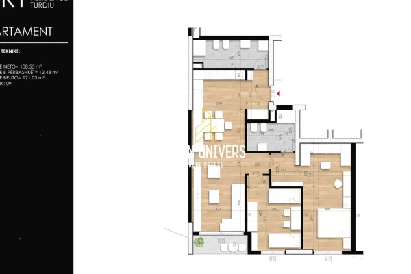 Shtepi ne shitje Apartament ne Tirane, 2+1, Mobilimi Bosh, pa mobiluar, Pagesa 222,000  Euro.