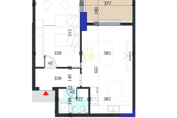 Shtepi ne shitje Apartament ne Tirane, 2+1, Mobilimi Bosh, pa mobiluar, Pagesa 141,750  Euro.
