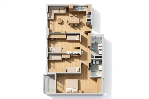 Shtepi ne shitje Apartament ne Tirane, 3+1, Mobilimi Bosh, pa mobiluar, Pagesa 181,350  Euro.