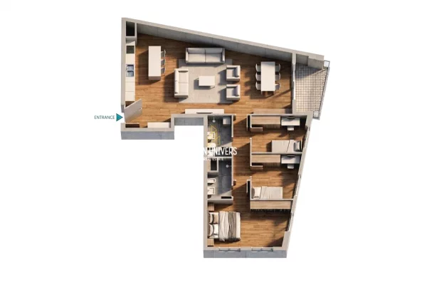 Shtepi ne shitje Apartament ne Tirane, 3+1, Mobilimi Bosh, pa mobiluar, Pagesa 229,650  Euro.