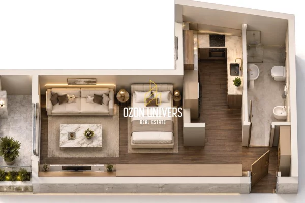 Shtepi me qera Apartament ne Tirane, Garsoniere, Mobilimi Bosh, pa mobiluar, Pagesa 61,295  Euro.