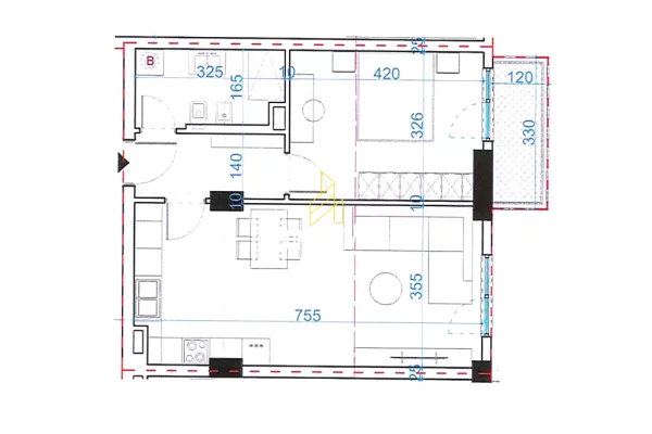 Shtepi ne shitje Apartament ne Tirane, 1+1, Mobilimi Bosh, pa mobiluar, Pagesa 69,676  Euro.
