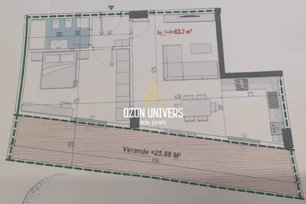 Shtepi ne shitje Apartament ne Tirane, 1+1, Mobilimi Bosh, pa mobiluar, Pagesa 120,750  Euro.