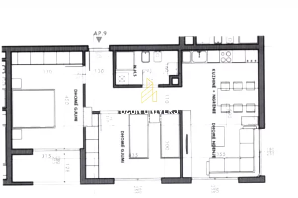 Shtepi ne shitje Apartament ne Tirane, 2+1, Mobilimi Bosh, pa mobiluar, Pagesa 135,320  Euro.