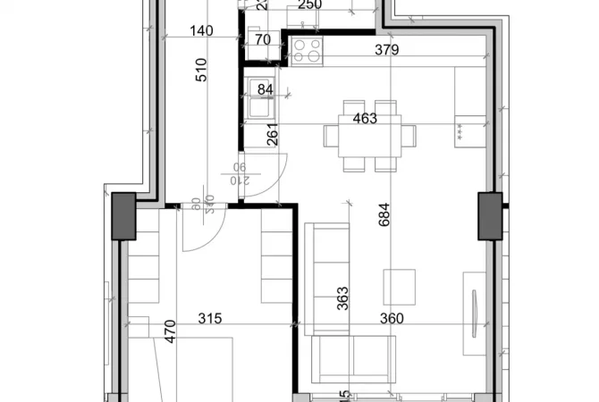 Shtepi ne shitje Apartament ne Tirane, 1+1, Mobilimi Bosh, pa mobiluar, Pagesa 215,000  Euro.