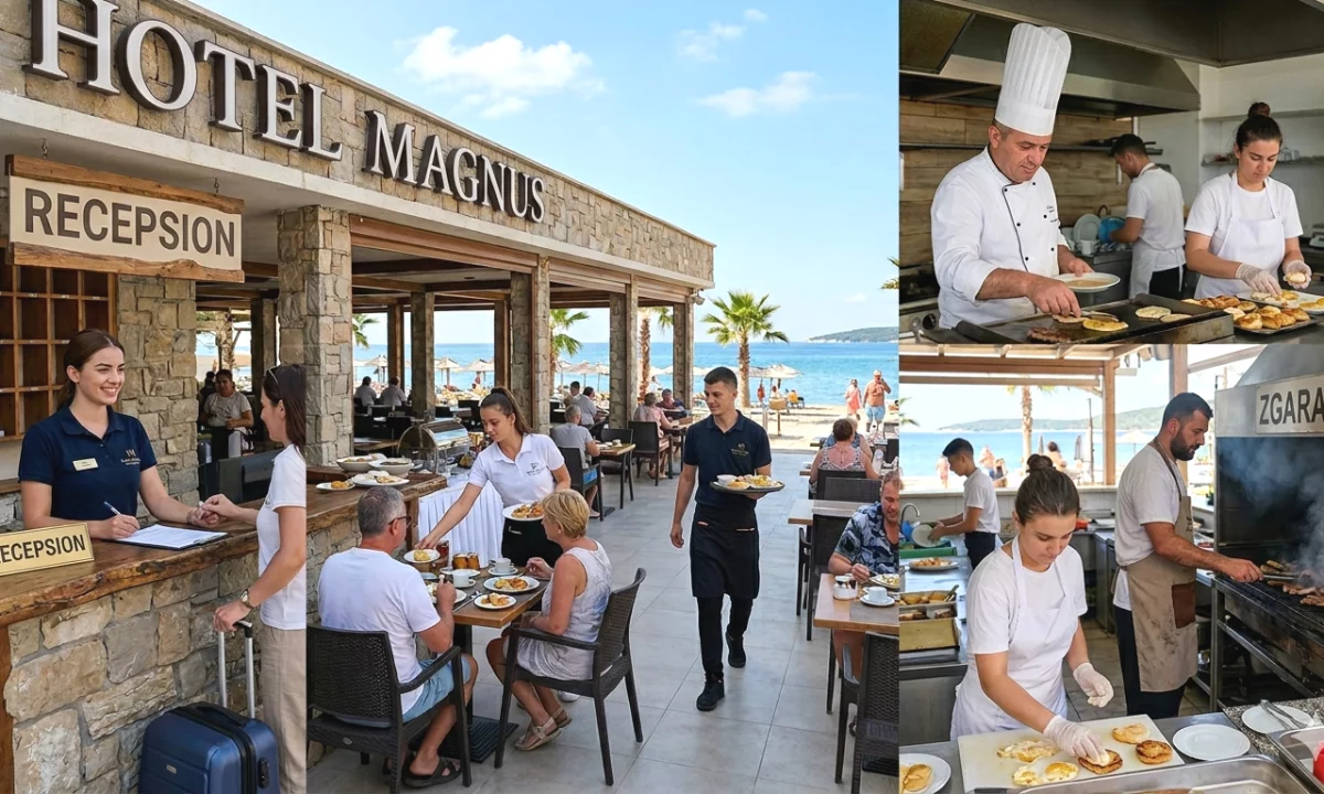 Njoftime Pune ne Vlore, Profesioni 👩‍💼 Recepsionist/e 👨‍🍳 Kuzhinier / Ndihmës për mëngjese 🍽️ Kamarier/e restoranti & mëngjesesh ☕ Ndihmës/e kamarier 🍳 Zgarist 🍳 Ndihmës/e kuzhine , Fillestar/Pak eksperience, Pagesa Me Marreveshje.