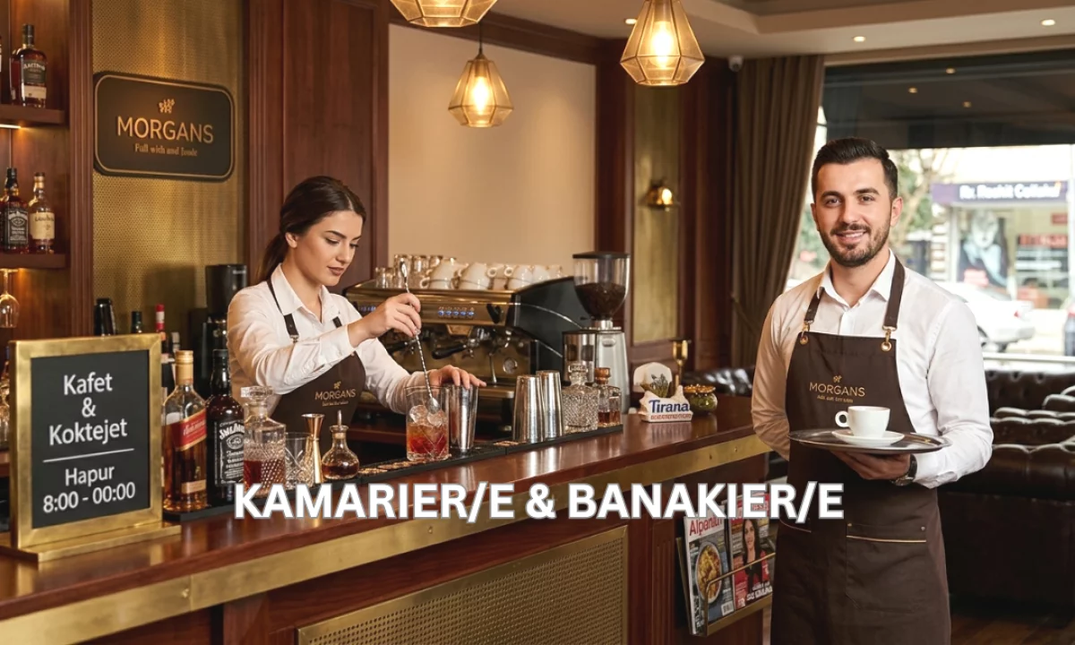 Njoftime Pune ne Tirane, Profesioni Kamarier/e & Banakier/e , Fillestar/Pak eksperience, Pagesa 60,000  Leke.