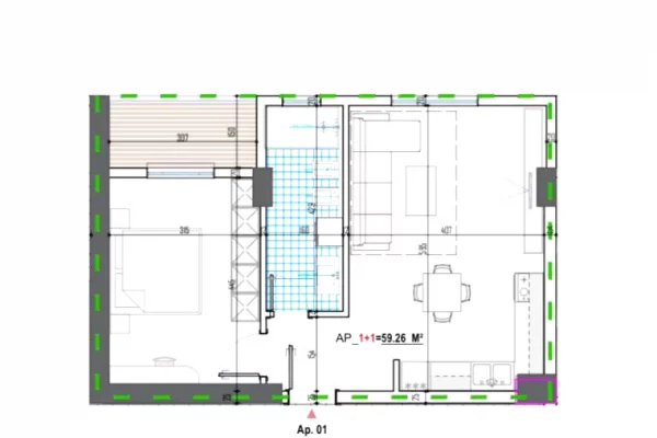 APARTAMENT 1+1 NE SHITJE NE KAMEZ
