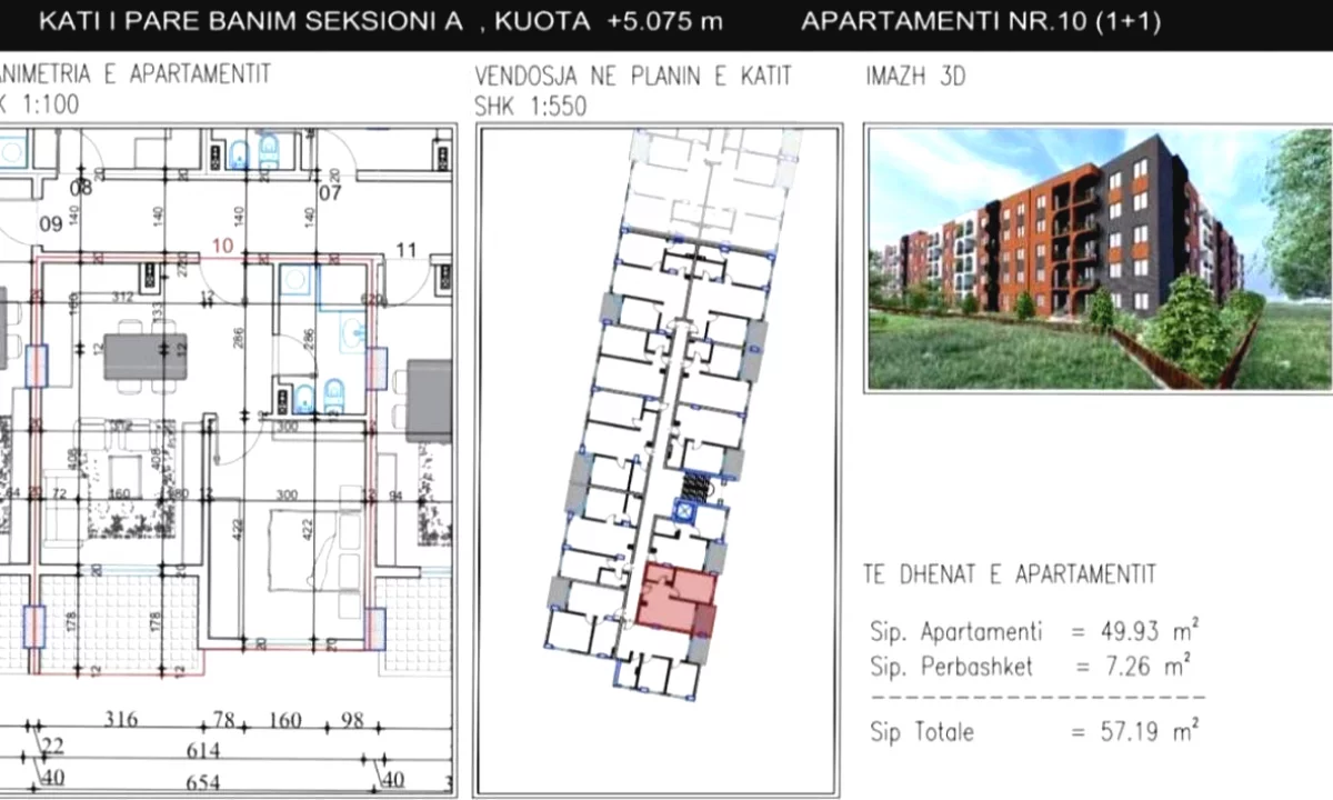 Shtepi ne shitje Apartament ne Tirane, 1+1, Mobilimi Bosh, pa mobiluar, Pagesa 62,700  Euro.