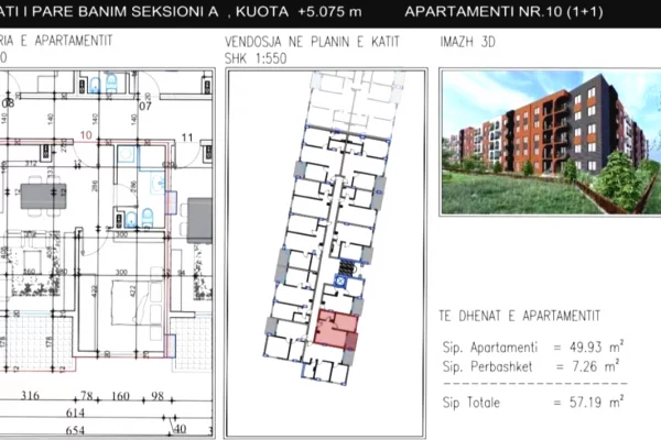 Apartament 1+1 ne Paskuqan