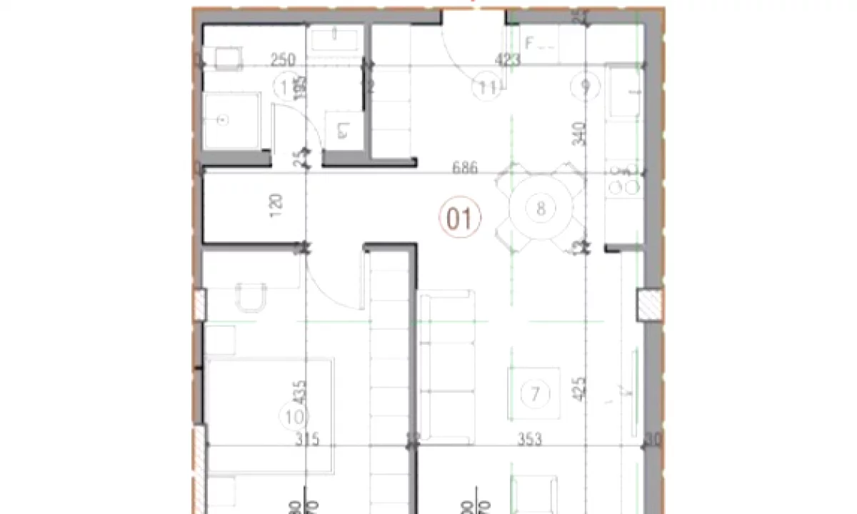 Shtepi ne shitje Apartament ne Tirane, 1+1, Mobilimi Bosh, pa mobiluar, Pagesa 153,000  Euro.