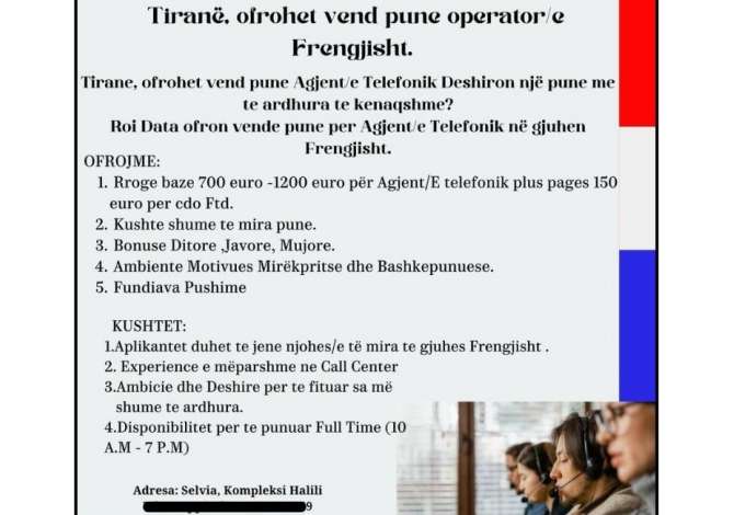 Job Offers for Call Center Agent in Tirana