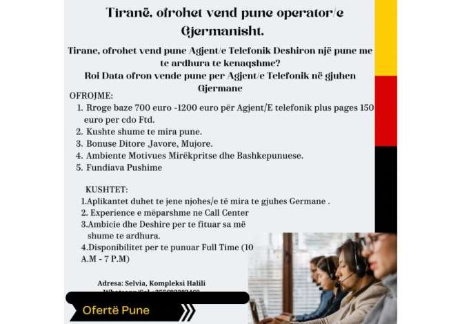Job Offers for Call Center Agent in Tirana