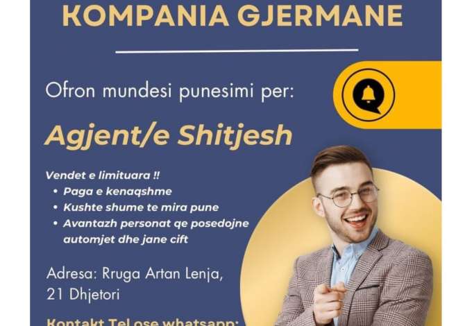 Njoftime Pune per Agjent Shitje ne Tirane