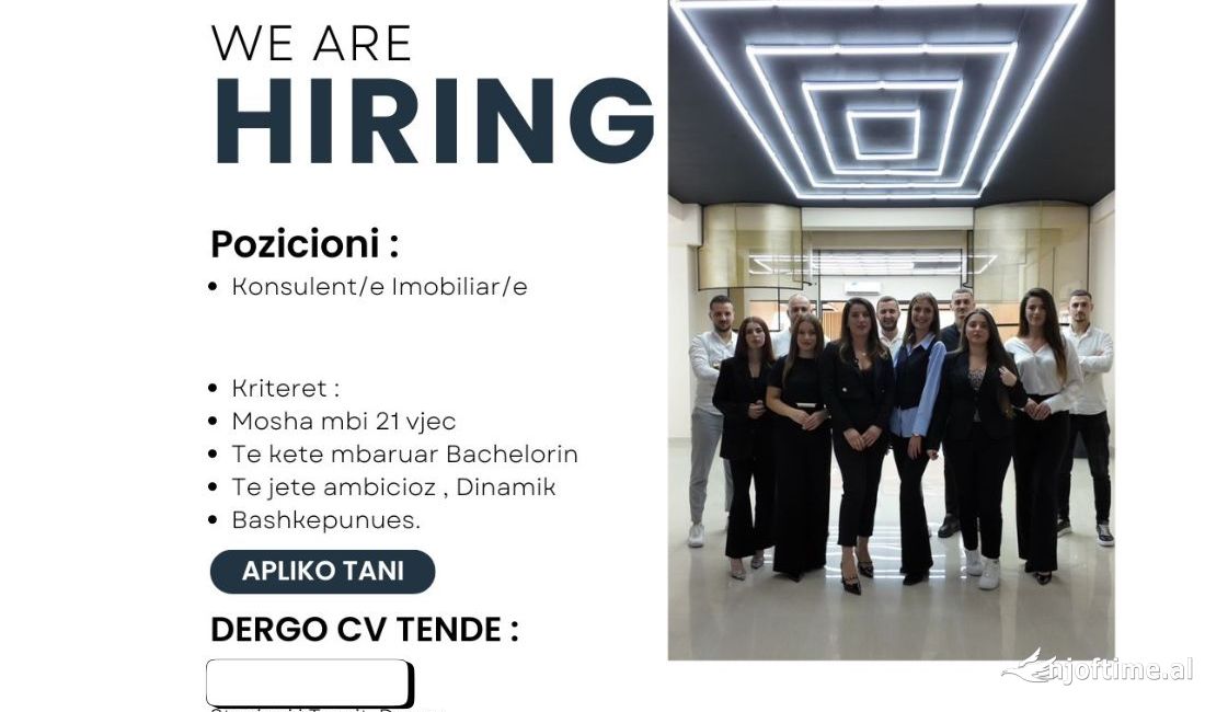 Njoftime Pune ne Durres, Profesioni Konsulemt imobilar , Fillestar/Pak eksperience, Pagesa Me Marreveshje.