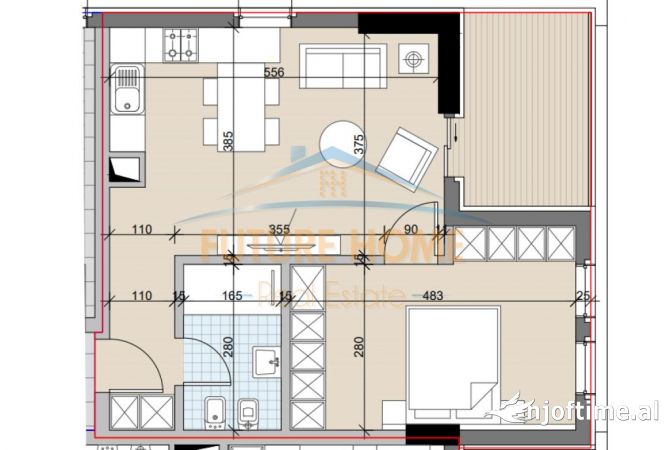 Appartamento in vendita a Tirana 1+1, Vuoto