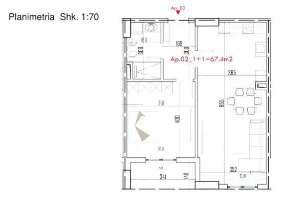 Shtepi ne shitje Apartament ne Tirane, 1+1, Mobilimi Bosh, pa mobiluar, Pagesa 85,000  Euro.