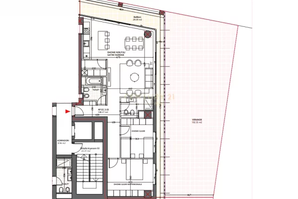 Shtepi ne shitje Apartament ne Vlore, 3+1, Mobilimi Bosh, pa mobiluar, Pagesa 643,000  Euro.