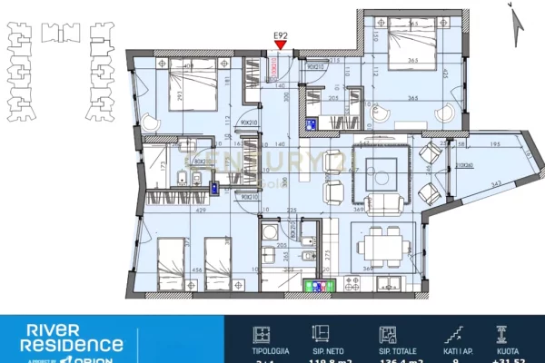 Shtepi ne shitje Apartament ne Tirane, 3+1, Mobilimi Bosh, pa mobiluar, Pagesa 238,000  Euro.