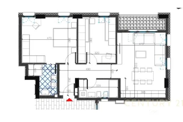 Shtepi ne shitje Apartament ne Tirane, 2+1, Mobilimi Bosh, pa mobiluar, Pagesa 199,785  Euro.