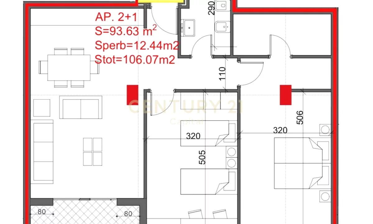 Shtepi ne shitje Apartament ne Tirane, 2+1, Mobilimi Bosh, pa mobiluar, Pagesa 169,715  Euro.