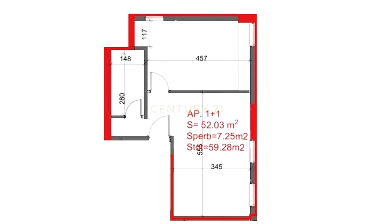 Shtepi ne shitje Apartament ne Tirane, 1+1, Mobilimi Bosh, pa mobiluar, Pagesa 97,820  Euro.
