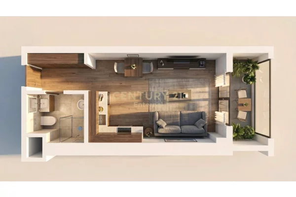 Shtepi ne shitje Apartament ne Durres, Garsoniere, Mobilimi Bosh, pa mobiluar, Pagesa 44,700  Euro.