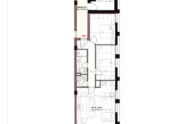 Shtepi ne shitje Apartament ne Vlore, 2+1, Mobilimi Bosh, pa mobiluar, Pagesa 395,440  Euro.
